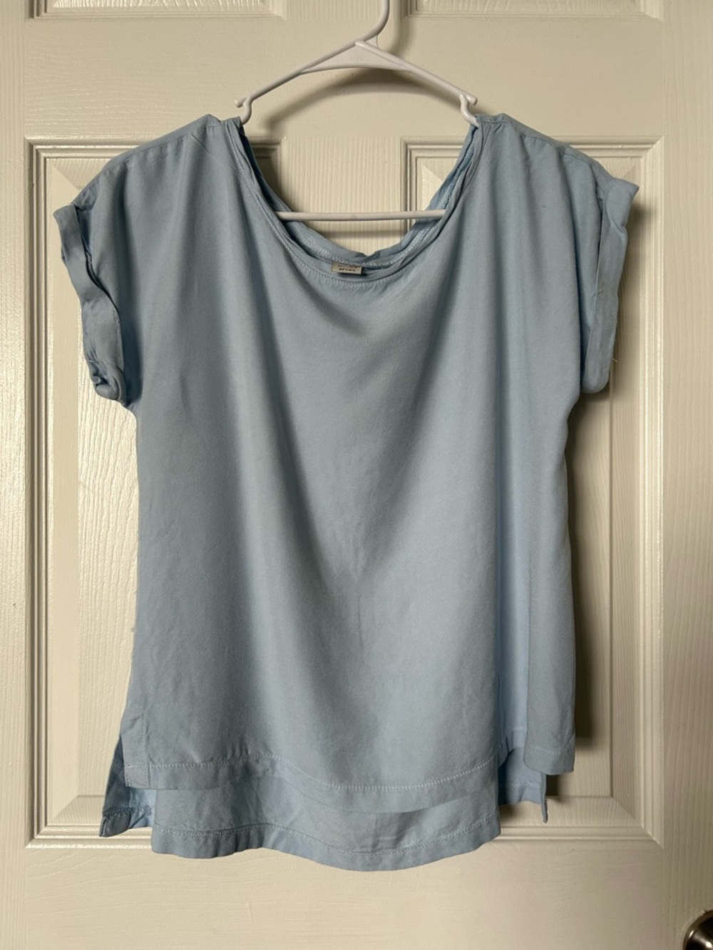 Light Blue Short Sleeve Scoop Neck Top